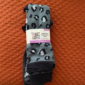 MuK Luke Graduated Compression Leopard Print Socks - Gray & Black 3 pairs only